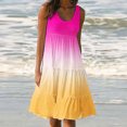 thumbnail image 2 of AherBiu Plus Size Beach Dresses for Women Gradient Color Sundresses Ruched Ruffle Flowy Midi Tank Dress, 2 of 5
