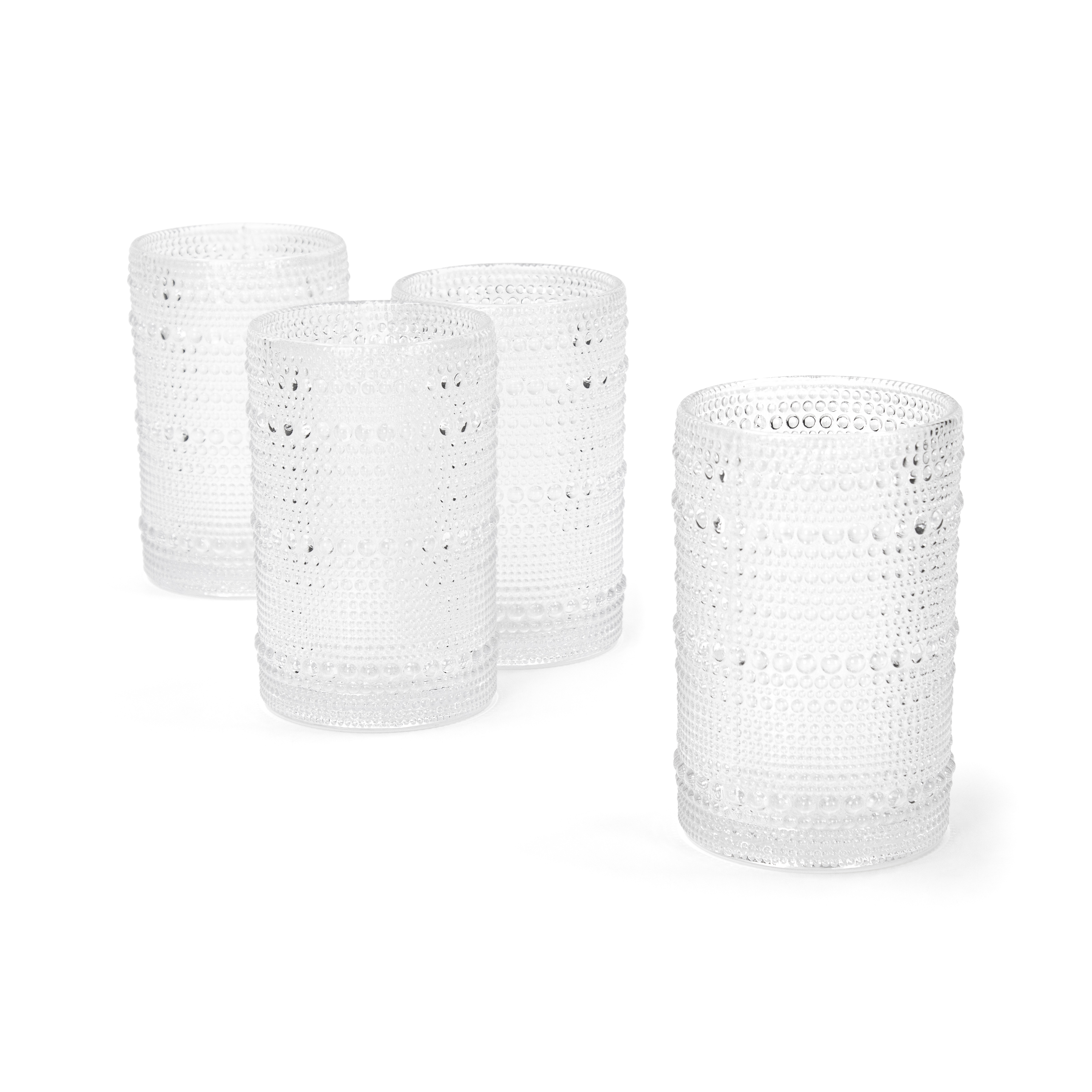 Sabatier 4 pack Soda Lime Hobnail HiBall Glass 400ml Clear