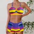 thumbnail image 2 of Women Plus Size Tankini, Tummy Control Swimsuits Two Piece with V Neck and Removable Pads, Soft Stretchy Fabric Swimwear for Beach, Pool, Summer Vacation, 2 of 5