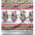 thumbnail image 2 of Soimoi Modal Satin Fabric Stripe,Leaves & Floral Panel Decor Fabric Printed Yard 42 Inch Wide, 2 of 2