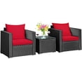 thumbnail image 1 of Patiojoy Ensemble de Conversation en Rotin pour Patio 3 Pcs avec 2 Sofas Coussinés et Table à Café pour l'Extérieur Rouge, 1 of 10