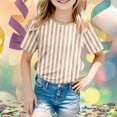 thumbnail image 2 of GDREDA T-Shirt Graphique à Manches Courtes Rayé de Carnaval pour Garçons, Chemise de Fête Colorée, Haut Décontracté Confortable pour Enfants, Kaki,120, 2 of 4