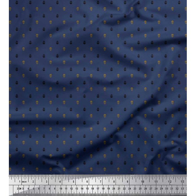 Soimoi Polyester Crepe Fabric Skull Shirting Fabric Prints by Yard 42 Inch Wide