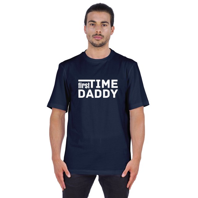 Inkmeso Men's Graphic Printed "First Time Daddy" Short Sleeve Tee Shirt Jersey Shirt For Dad