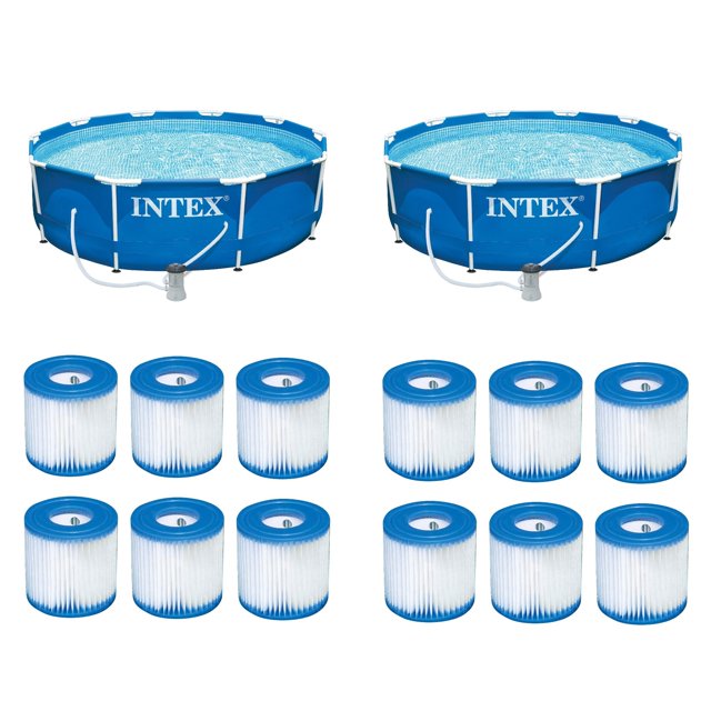 Intex Set de Piscine 10'x30" avec Cartouche Filtrante à Pompe Filtrante (2 Pack)(12Pack)