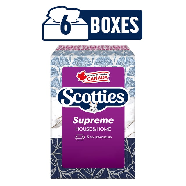 Scotties Supreme 3-Ply Facial Tissue, 6 Boxes,81 Tissues Per Box