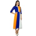 thumbnail image 3 of Bimba Robe Classique à Col Mandarin pour Femmes, Robe Midi d'Été Tricolore, 3 of 9