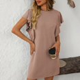 thumbnail image 1 of Ovzne Robes pour Femmes Robe d'Été Robe d'Été pour Femmes Couleur Unie Sans Manches Col Ras du Cou Robe Grande Taille Robe Maxi Liquidation, 1 of 7