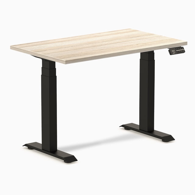 Desky Bureau Assis-Debout Mini Double - Chêne Classique / 40 x 24 Pouces / Noir Mat