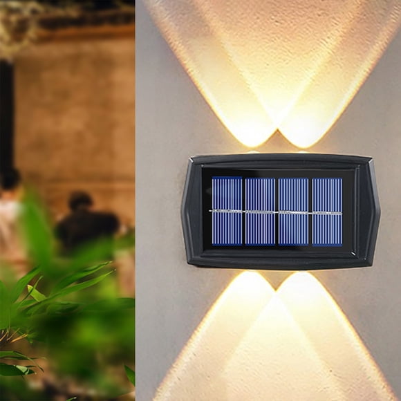 LED Outdoor Solar Lights, Solar Powered Wireless Spotlights, IP65 Waterproof Garden Lighting for Yard & Walkway, Modern Wall Sconce, Automatic Day/Night Lighting, 2-Pack Set, Black