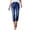 Dark Blue, variant on High Waisted Denim Pants for Women, Solid Color Elastic Straight Leg Capri with Pockets, Summer Casual Trousers