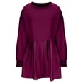 thumbnail image 3 of Pisexur Robe Chandail Surdimensionnée pour Femmes, Col Rond, Manches Longues, Patchwork, Robe d'Automne, Chandail à Enfiler, Hauts Amples et Fluides, Robe Chandail, Mini-Robe, 3 of 7
