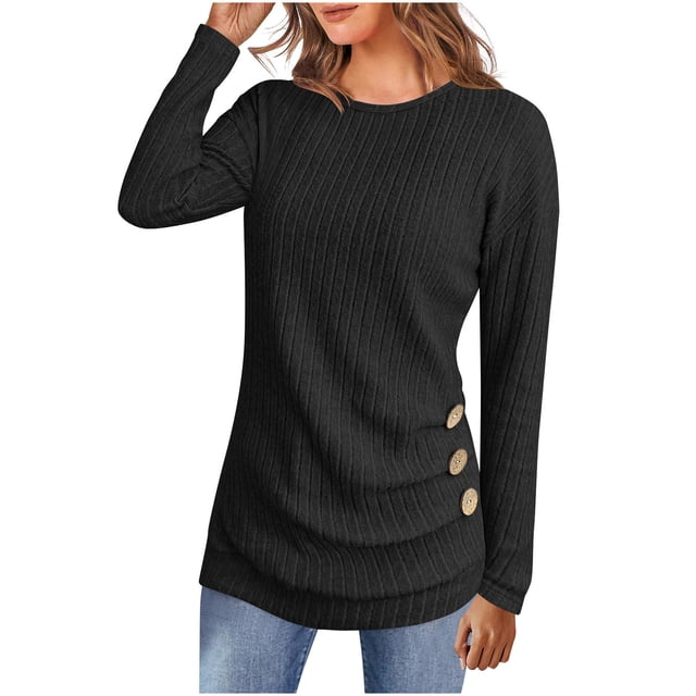 Women's Ribbed Sweater Set 2025 - Long Sleeve Tunic Leggings | Button Front Knit Pullover