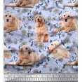 thumbnail image 1 of Soimoi Modal Satin Fabric Floral,Book & Golden Retriever Dog Decor Fabric Printed Yard 42 Inch Wide, 1 of 3