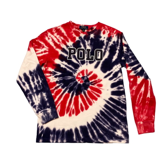 POLO RALPH LAUREN Youth Tie Dye Crewneck Sweatshirt Magic Fleece Americana Polo Shirt (as1, alpha, x_l, regular, regular) Multicolor