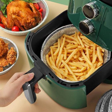 serony 50 Pcs Plateau en Papier D\'aluminium Friteuse à Air Chaud Plateau Jetable Papier D\'aluminium Anti-Huile Étain Jetable Doublure de Poêle en Aluminium Anti-Huile pour Plaque à Pâtisserie 6 Pouces