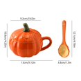 thumbnail image 2 of Pumpkin Coffee Mug, Pumpkin Mug with Lid & Spoon, Cute Ceramic Fall Mugs Orange Cartoon Coffee Cup, 2 of 6