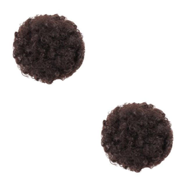 Baohd Effortless Afro Puff Drawstring Ponytail Bun Short Afro Kinky Puff Synthetic Brown Black 2Set