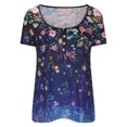 thumbnail image 4 of Birdeem T-Shirt Décontracté à Col Rond pour Femmes à Imprimé Floral, Manches Courtes, Tunique, Haut, Blouse, 4 of 6
