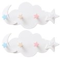 thumbnail image 1 of 2pcs Lovely Cloud Moon Star Shaped Hooks Adhesive Wall Hangers Wall Racks (White), 1 of 9