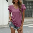 thumbnail image 5 of Birdeem T-Shirts à Col en V Uni à Manches Courtes avec Revers pour Femmes, 5 of 5