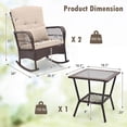 thumbnail image 4 of Costway 3 PCS Patio Rocker Set Outdoor Wicker Rocking Chairs with Double-Layer Coffee Table Beige, 4 of 10