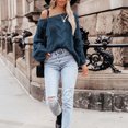 thumbnail image 4 of RKSTN Chandails pour Femmes Mode Manches Amples Chandail à Enfiler Hauts Blouse Chandail Tricoté Chandails d'Automne, 4 of 5