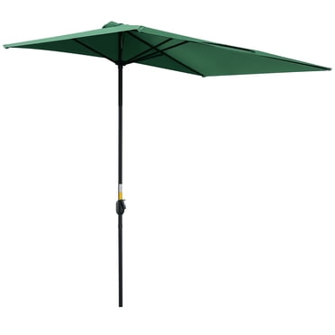 Outsunny 8ft Half Umbrella Outdoor Balcony Parasol w/ 5 Ribs Green