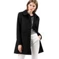 thumbnail image 2 of INSPIRE CHIC Women's Winter Single Breasted Mid Length Outerwear Overcoat Black M, 2 of 7