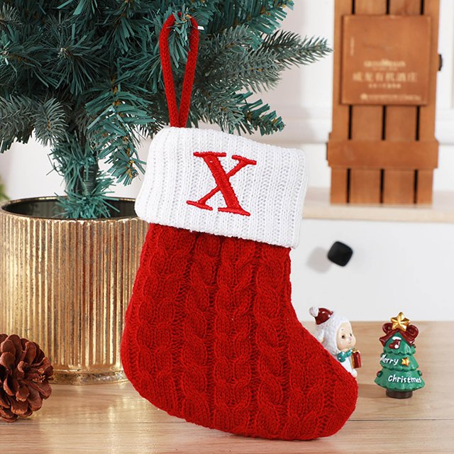 Christmas Decorations Outdoor Indoor,Christmas Decorations For Home,Cute Letters Christmas Stocking Decoration Christmas Tree Pendant Christmas Style Wool Knitted Socks Decoration Props