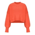 thumbnail image 4 of Timegard Womens Sweaters Cropped Crewneck Long Sleeve Drop Shoulder Pullover Fall Loose Knitted Tops, 4 of 9