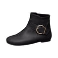thumbnail image 2 of Mareep Women's Solid Color Solid Color Plus Size Thick Heel Pointed Buckle Short Boots Shoes Beautiful Gift Shoes Clearance, 2 of 5