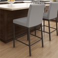 thumbnail image 3 of Amisco Perry Plus 30" Faux Leather and Metal Bar Stool in Taupe Gray/Dark Brown, 3 of 9