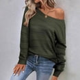 thumbnail image 3 of Penkiiy Chandails pour Femmes 2024 Mignon Élégant Doux Col Rond Manches Longues Ajouré Tricot Torsadé Chandail à Enfiler Hauts S Vert Armée, 3 of 7