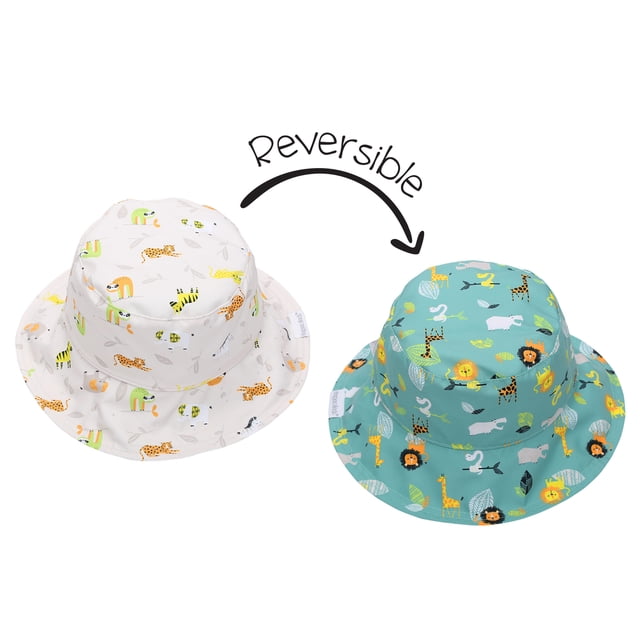 FlapJackKids - Patterned Sun Hat - Grey Zoo - S (6M-2Y)