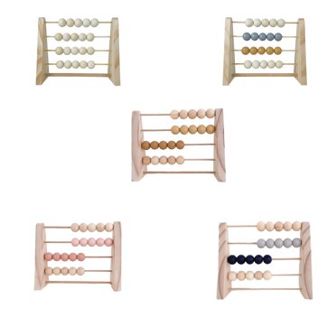 Wood Abacus Toy Beads Counting Playthings Simple Design Early Education Math Learning Toys Educational Prop Home Decoration Gray yellow