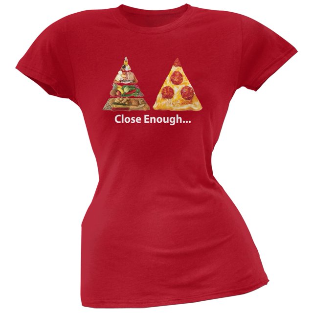 Close Enough Food Pyramid And Pizza Red Soft Juniors T-Shirt