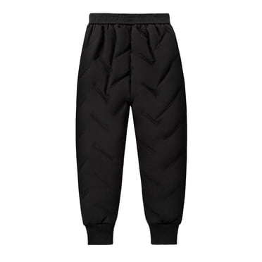 Lenpel Pantalon de Neige pour Enfants Filles Garçons Doublé en Molleton Taille Élastique à Enfiler Imperméable Épais Chaud Pantalon de Jogging d'Extérieur (Noir, 14-15 Ans)