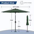 thumbnail image 2 of Bingirl 9Ft UV Resistant Patio Umbrella - 8 Sturdy Ribs, Table Umbrella with Easy Push - Button Tilt. Large Umbrella for Pool, Yard, and Garden. Dark Green, 2 of 4