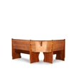thumbnail image 4 of Riverbay Furniture Wood Brown 3Pc Patio Corner Table Booth Bench Dining Set, 4 of 14