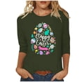 thumbnail image 1 of RKSTN Hauts Grande Taille pour Femmes Ufs de Pâques Mignons Imprimés Lapin Coupe Ample Col Rond Manches 3/4 Printemps Été Blouse Douce, 1 of 4