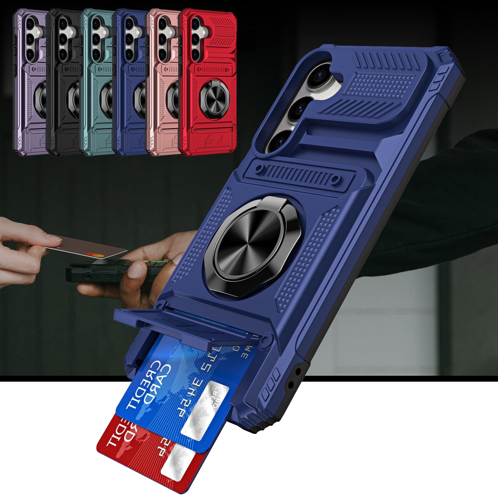 ShieldPlus for Samsung Galaxy A15 5G Phone Case with Finger Ring Holder Kickstand, Heavy Duty Shockproof Rugged Protective Case for Samsung Galaxy A15, Working with Magnetic Car Phone Mount,Blue