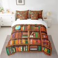 thumbnail image 2 of YST Cartoon Bookshelf 7 Piece Comforter Set King,Retro Bookcase Bed in a Bag for Kids Boys Girls,Library Books Reading Bedding Set,Educational Book Collection Sheet Set for Bedroom, 2 of 5