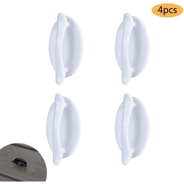 4 Pcs Self-Stick Drawer Knobs Push Pull Helper Instant Cabinet Drawer Handle Helper Kitchen Cabinet Door Window Drawer Auxiliary Pulls Convenient Opening Stick-on Handles (White)