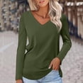 thumbnail image 2 of Timegard Hauts pour Femmes Col en V Manches Longues T-Shirt Basique Couleur Unie Blouse Confortable Tunique Décontractée d'Automne, 2 of 5
