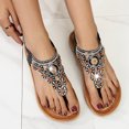 thumbnail image 2 of Kcodviy Ladies Strap Flat Sandals Women Platform Sandals Summer Boho Rhinestone Dress S Sandals for Women Shoes Comfort Open Toe Elastic Ankle Strap Strapless Sandals Roman Sandals, 2 of 8