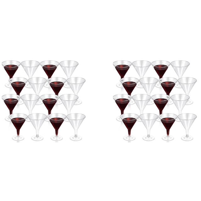 72X Verres en Plastique, Verres à Vin Transparents Réutilisables Gobelets de Fête Gobelets à Dessert pour Champagne Dessert