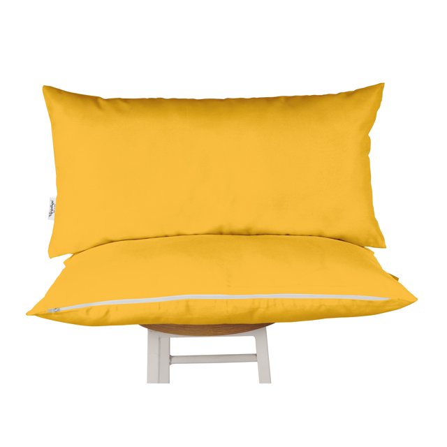Vargottam Indoor/Outdoor Polyester Fabric Lumbar Pillow With Insert, All-Weather Waterproof Decorative Throw Pillow for Patio Furniture-Set of 2 - Yellow
