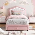thumbnail image 1 of Eastvita Full Upholstered Bed Frame with Storage Drawer/Smart LED Headboard/Twin - Size Platform Bed Frame for/Wooden Slats Support/No Box Spring Needed/Simple to Assemble, 1 of 6