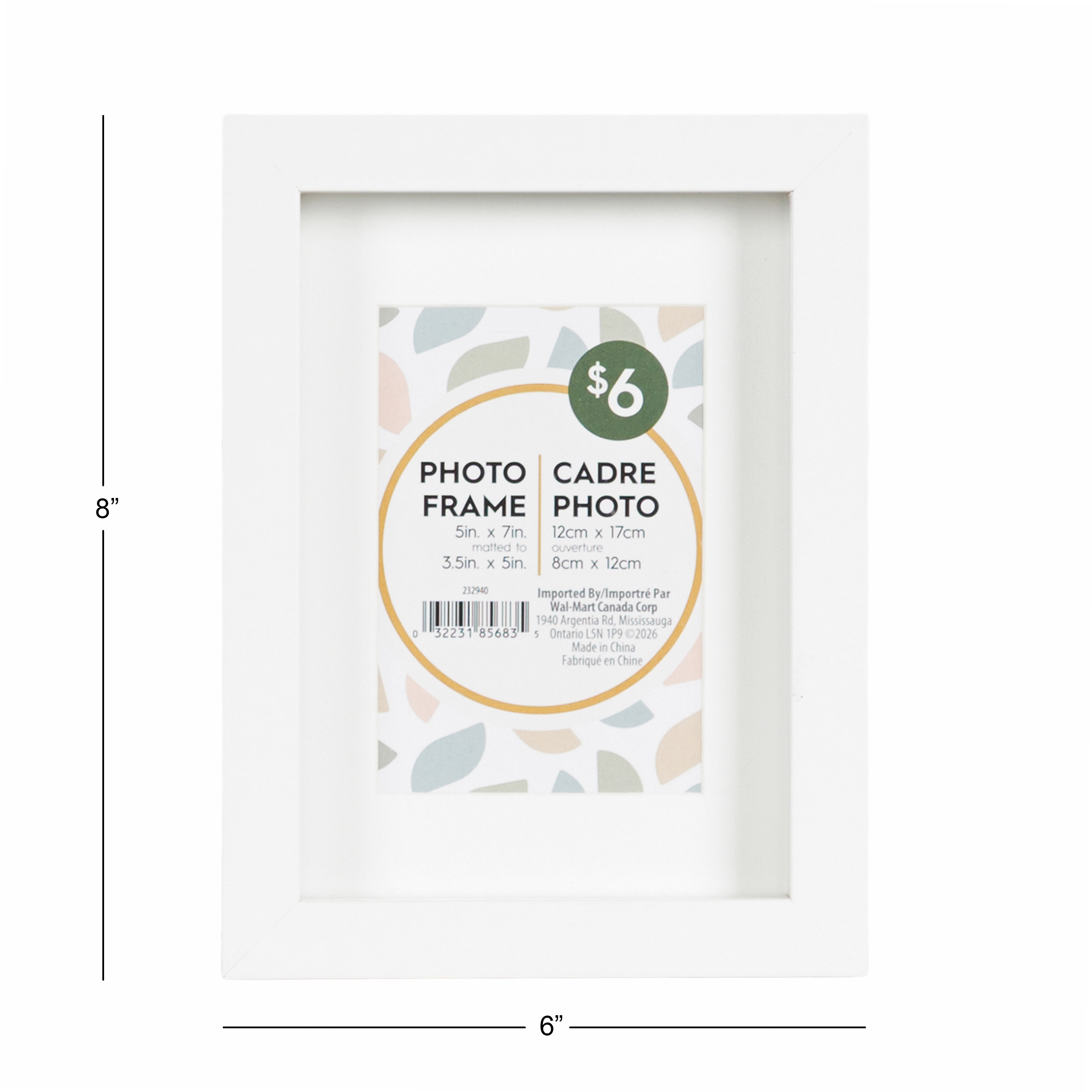 DesignOvation MacIntyre 5x7 Matted to 3.5x5 White Picture Frame